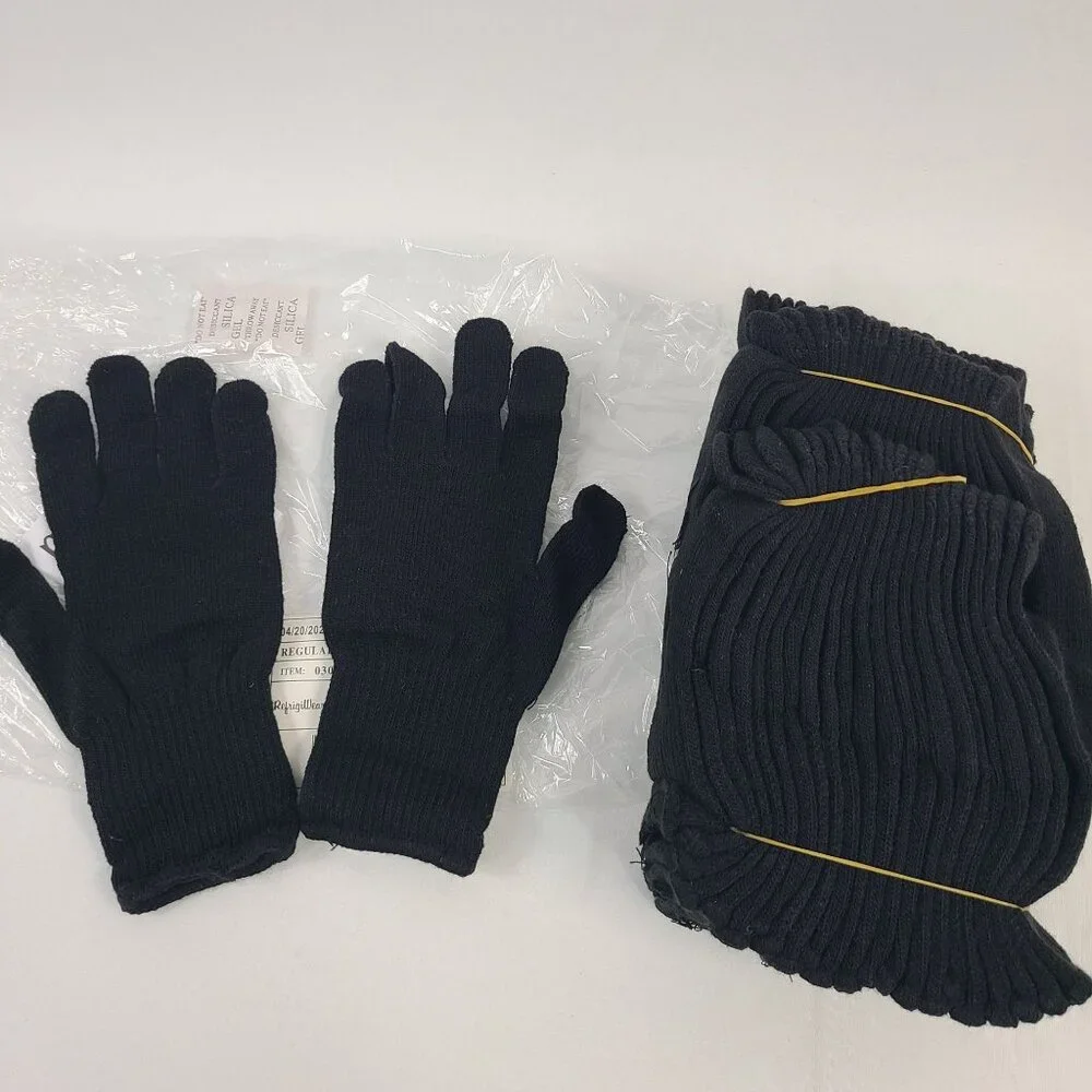 RefrigiWear Black Acrylic Spandex Knit Gloves One Size Regular Warm Winter Wear - Picture 2 of 4